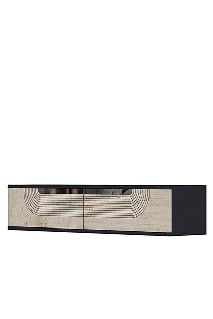 Συρταριέρα 120x25.5x29.6 εκ Ανθρακί / Travertine / Ασημί 555CHM1603