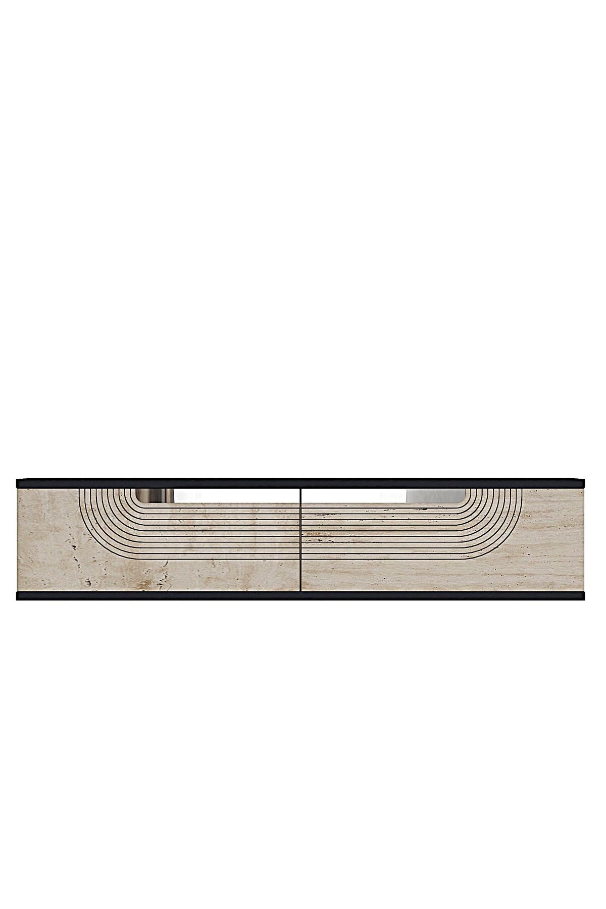 Συρταριέρα 120x25.5x29.6 εκ Ανθρακί / Travertine / Ασημί 555CHM1603