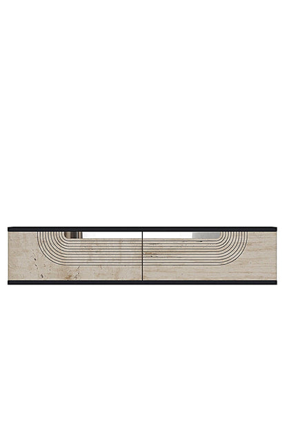 Συρταριέρα 120x25.5x29.6 εκ Ανθρακί / Travertine / Ασημί 555CHM1603