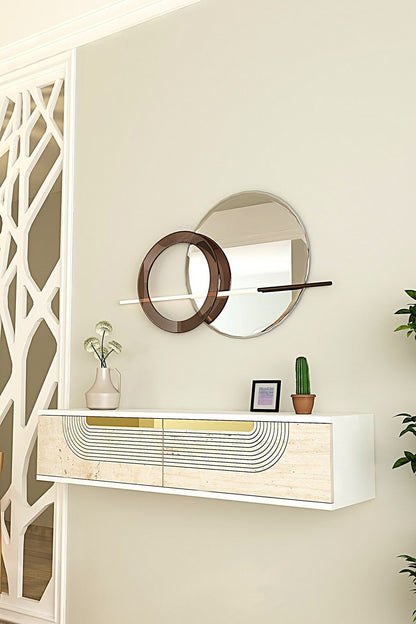 Συρταριέρα 120x25.5x29.6 εκ Λευκό / Travertine / Χρυσό 555CHM1606