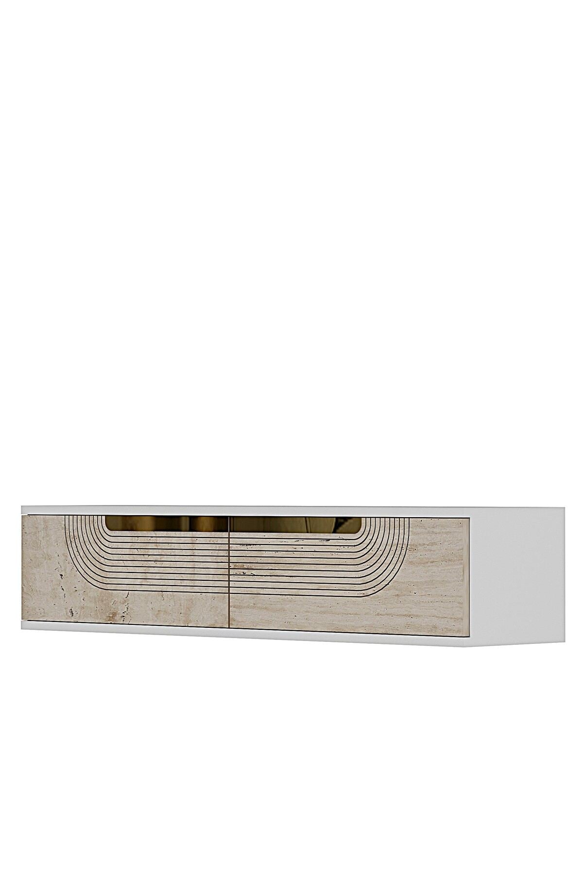 Συρταριέρα 120x25.5x29.6 εκ Λευκό / Travertine / Χρυσό 555CHM1606