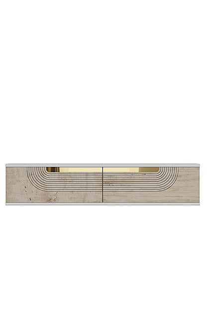 Συρταριέρα 120x25.5x29.6 εκ Λευκό / Travertine / Χρυσό 555CHM1606