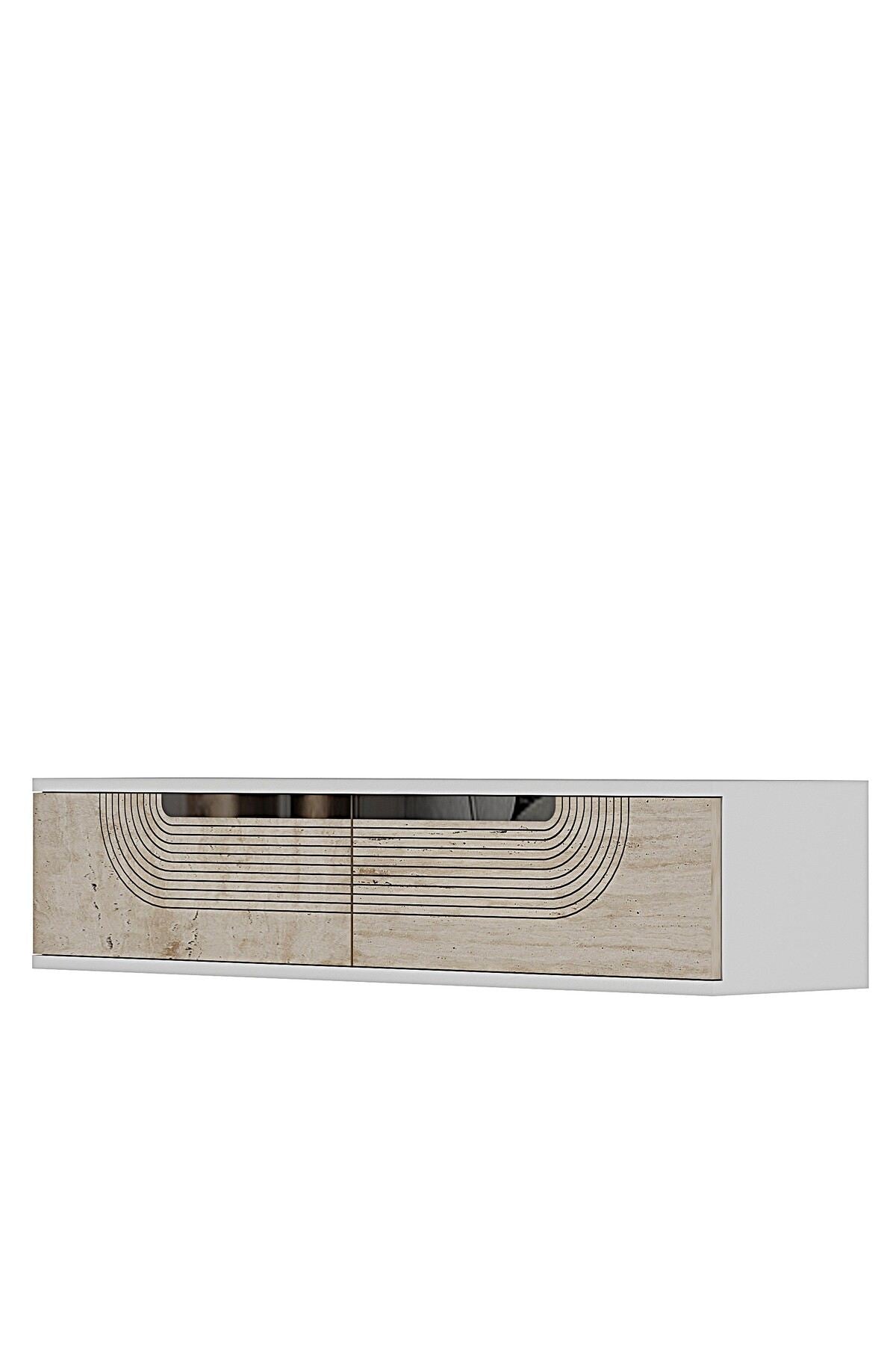 Συρταριέρα 120x25.5x29.6 εκ Λευκό / Travertine / Ασημί 555CHM1607