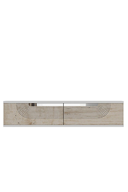 Συρταριέρα 120x25.5x29.6 εκ Λευκό / Travertine / Ασημί 555CHM1607