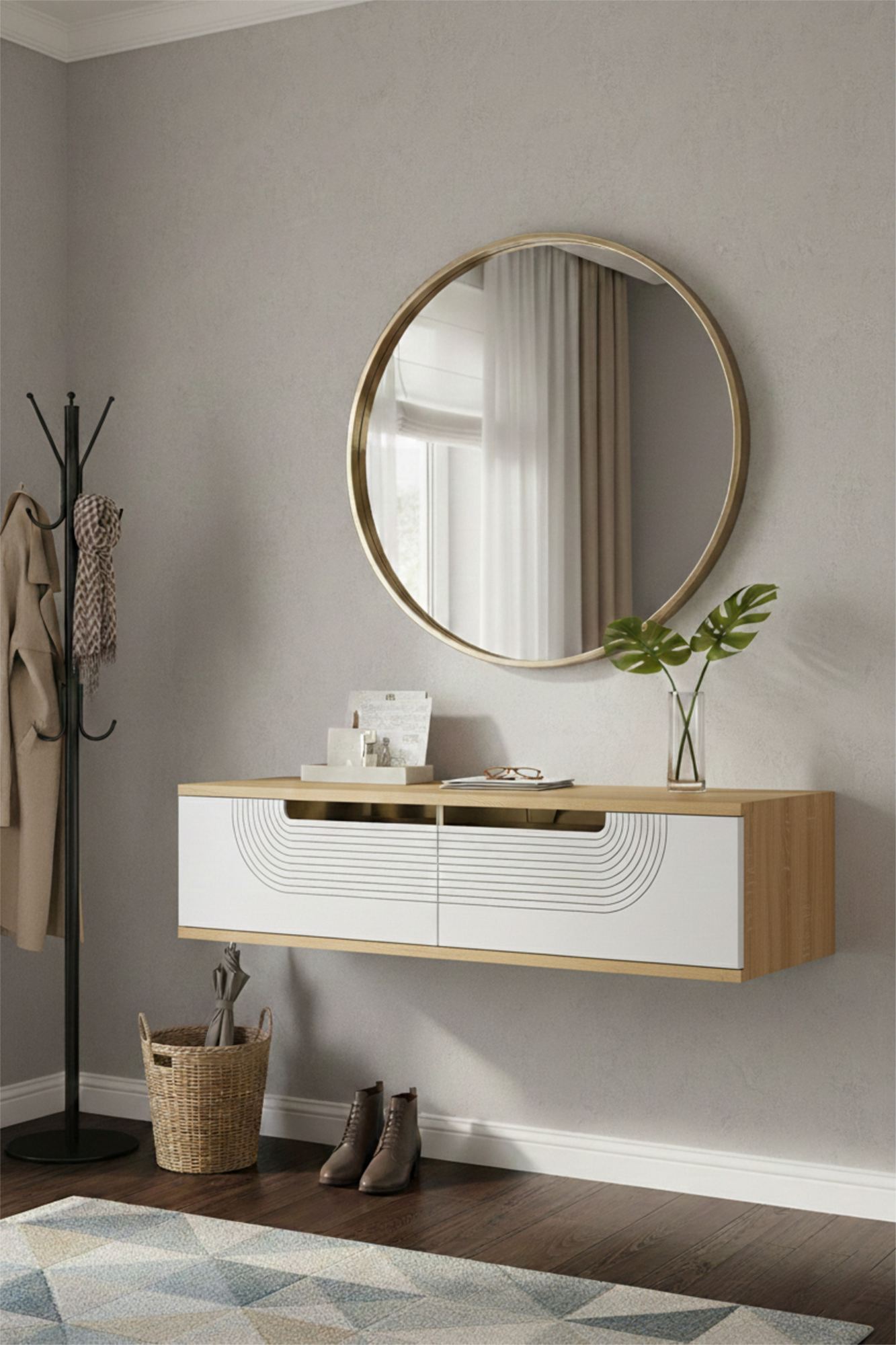 Συρταριέρα 120x25.5x29.6 εκ Δρυς Sapphire / Λευκό / Χρυσό 555CHM1608