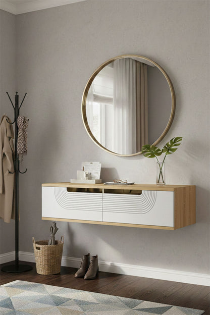 Συρταριέρα 120x25.5x29.6 εκ Δρυς Sapphire / Λευκό / Χρυσό 555CHM1608