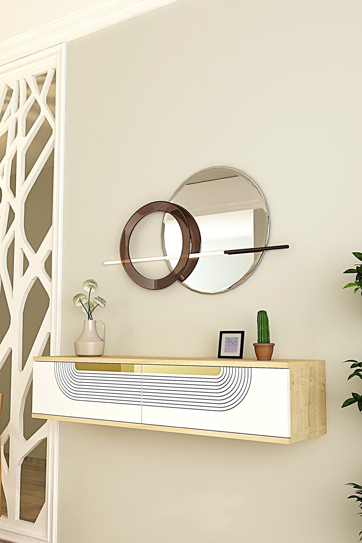 Συρταριέρα 120x25.5x29.6 εκ Δρυς Sapphire / Λευκό / Χρυσό 555CHM1608