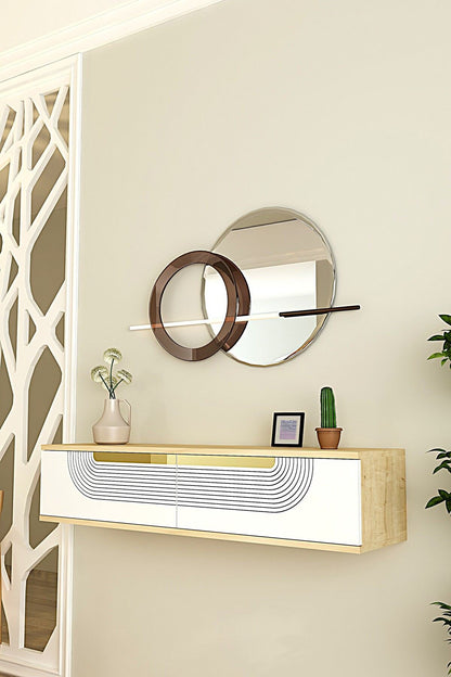 Συρταριέρα 120x25.5x29.6 εκ Δρυς Sapphire / Λευκό / Χρυσό 555CHM1608