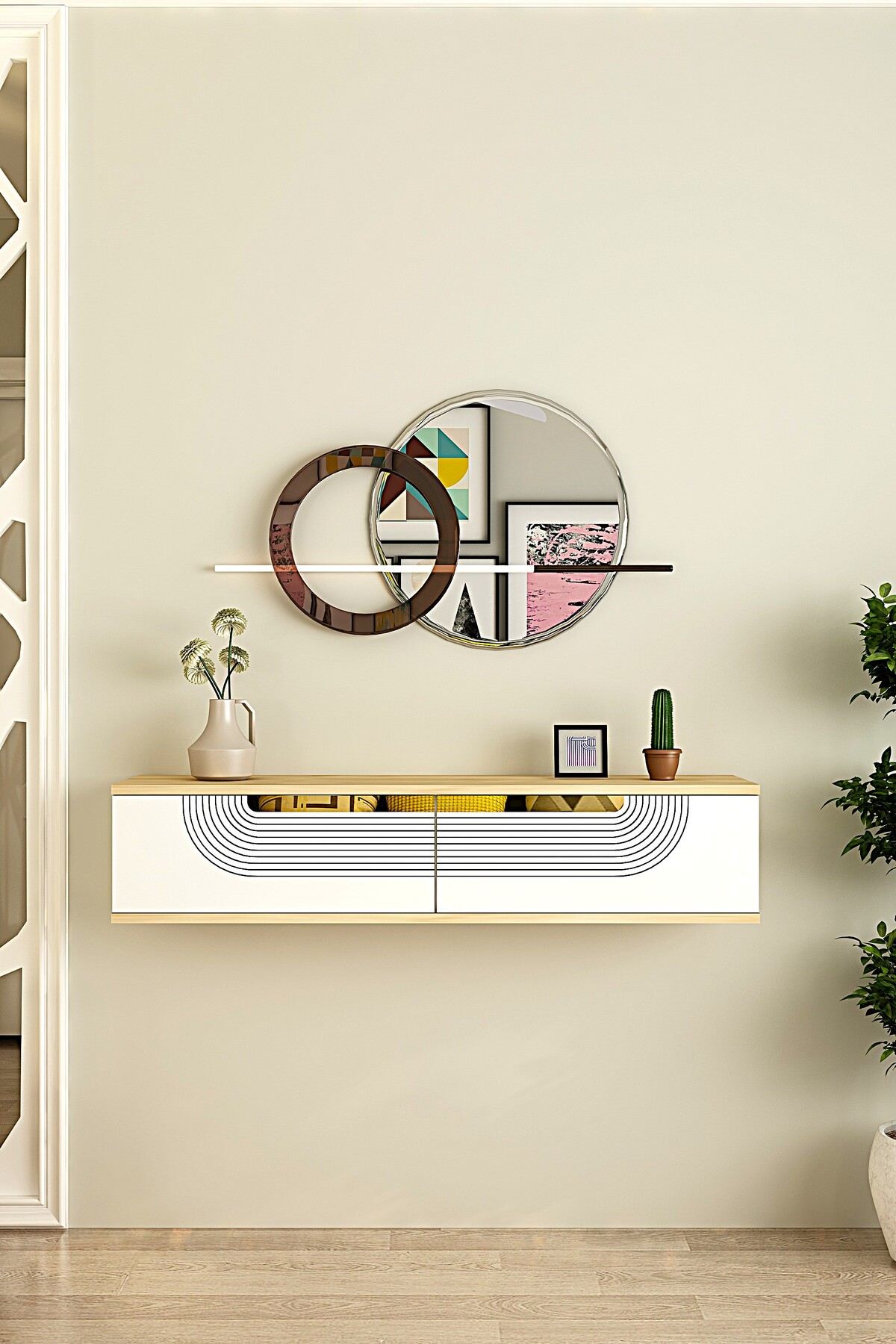 Συρταριέρα 120x25.5x29.6 εκ Δρυς Sapphire / Λευκό / Χρυσό 555CHM1608