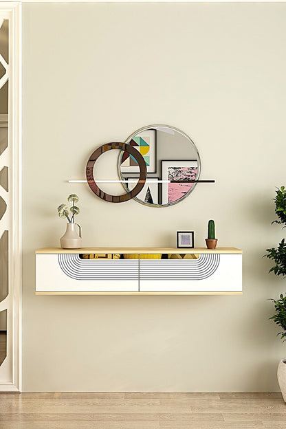 Συρταριέρα 120x25.5x29.6 εκ Δρυς Sapphire / Λευκό / Χρυσό 555CHM1608
