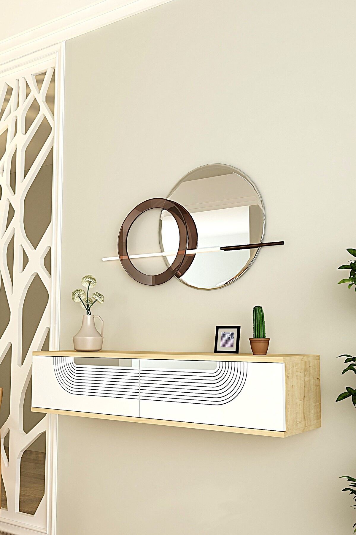 Συρταριέρα 120x25.5x29.6 εκ Δρυς Sapphire / Λευκό / Ασημί 555CHM1609