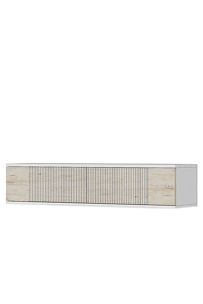 Συρταριέρα 120x25.5x29.6 εκ Λευκό / Travertine 555CHM1612