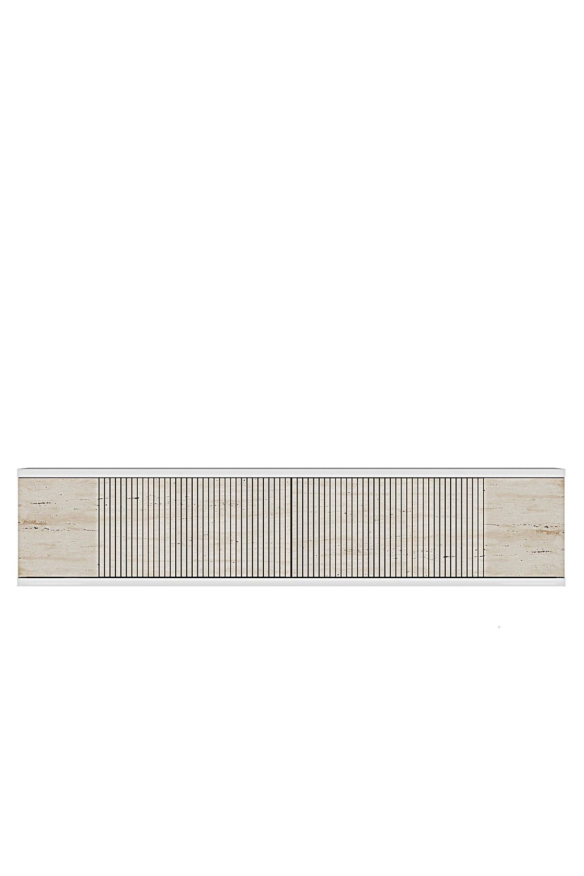 Συρταριέρα 120x25.5x29.6 εκ Λευκό / Travertine 555CHM1612