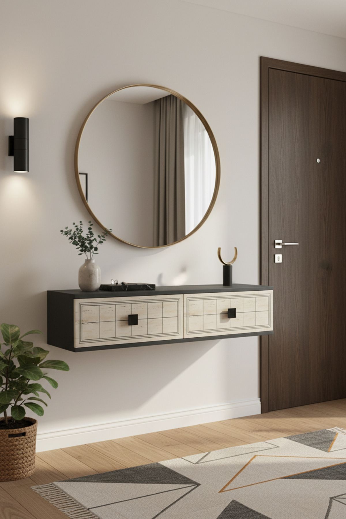 Συρταριέρα 120x25.5x29.6 εκ Ανθρακί / Travertine 555CHM1614