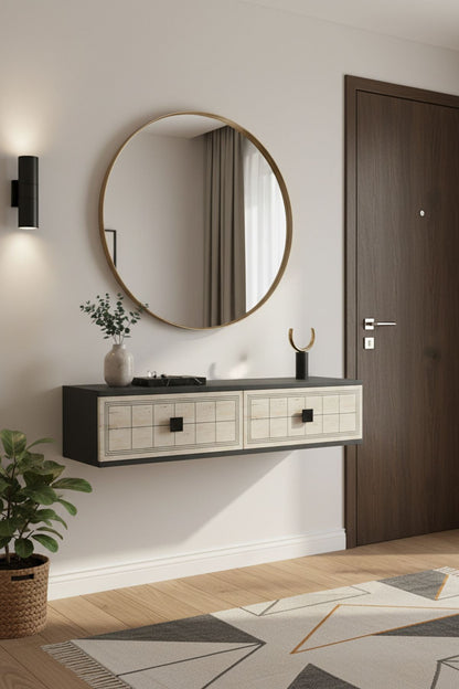 Συρταριέρα 120x25.5x29.6 εκ Ανθρακί / Travertine 555CHM1614