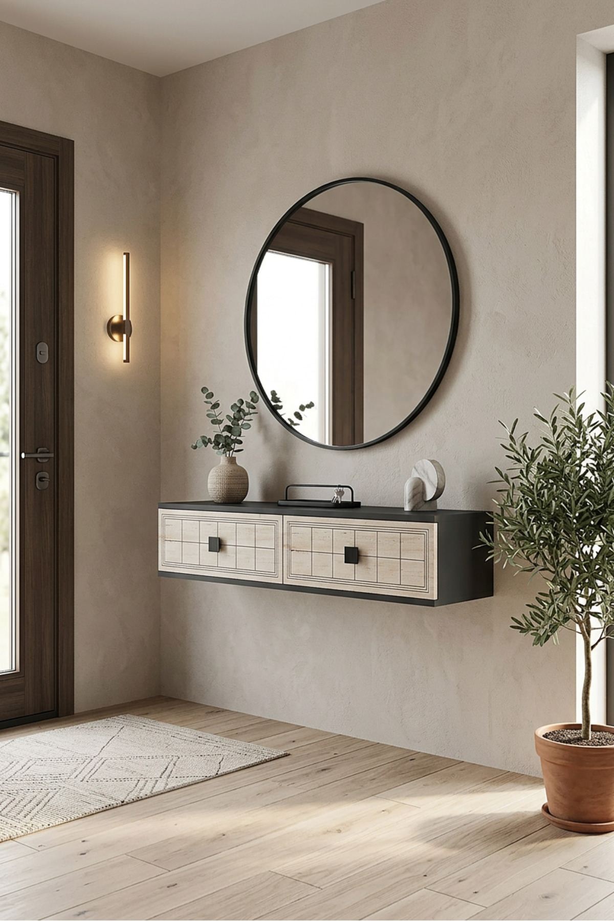 Συρταριέρα 120x25.5x29.6 εκ Ανθρακί / Travertine 555CHM1614