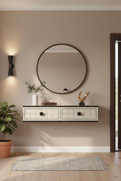 Συρταριέρα 120x25.5x29.6 εκ Ανθρακί / Travertine 555CHM1614