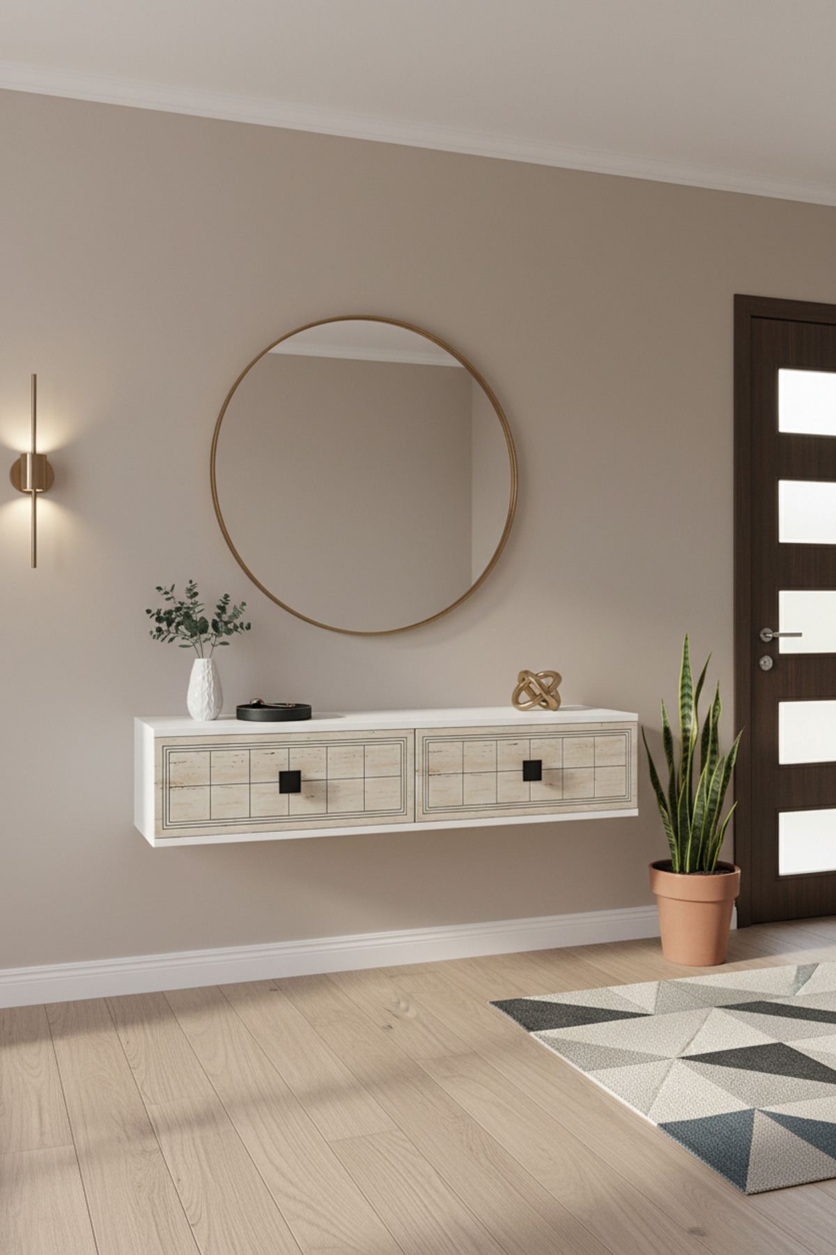 Συρταριέρα 120x25.5x29.6 εκ Λευκό / Travertine 555CHM1616