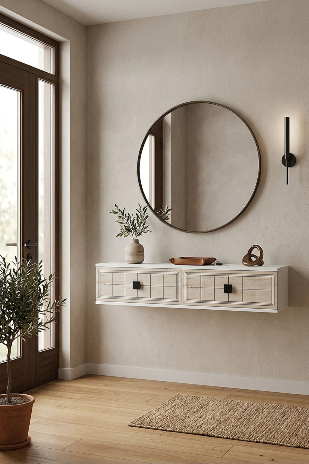 Συρταριέρα 120x25.5x29.6 εκ Λευκό / Travertine 555CHM1616