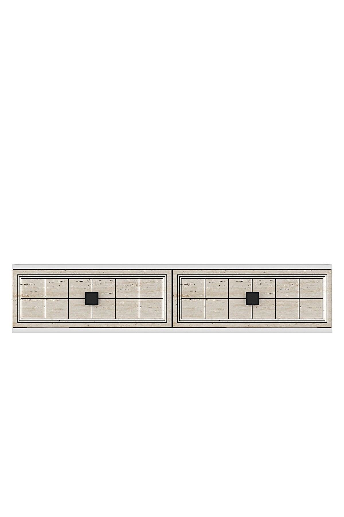 Συρταριέρα 120x25.5x29.6 εκ Λευκό / Travertine 555CHM1616