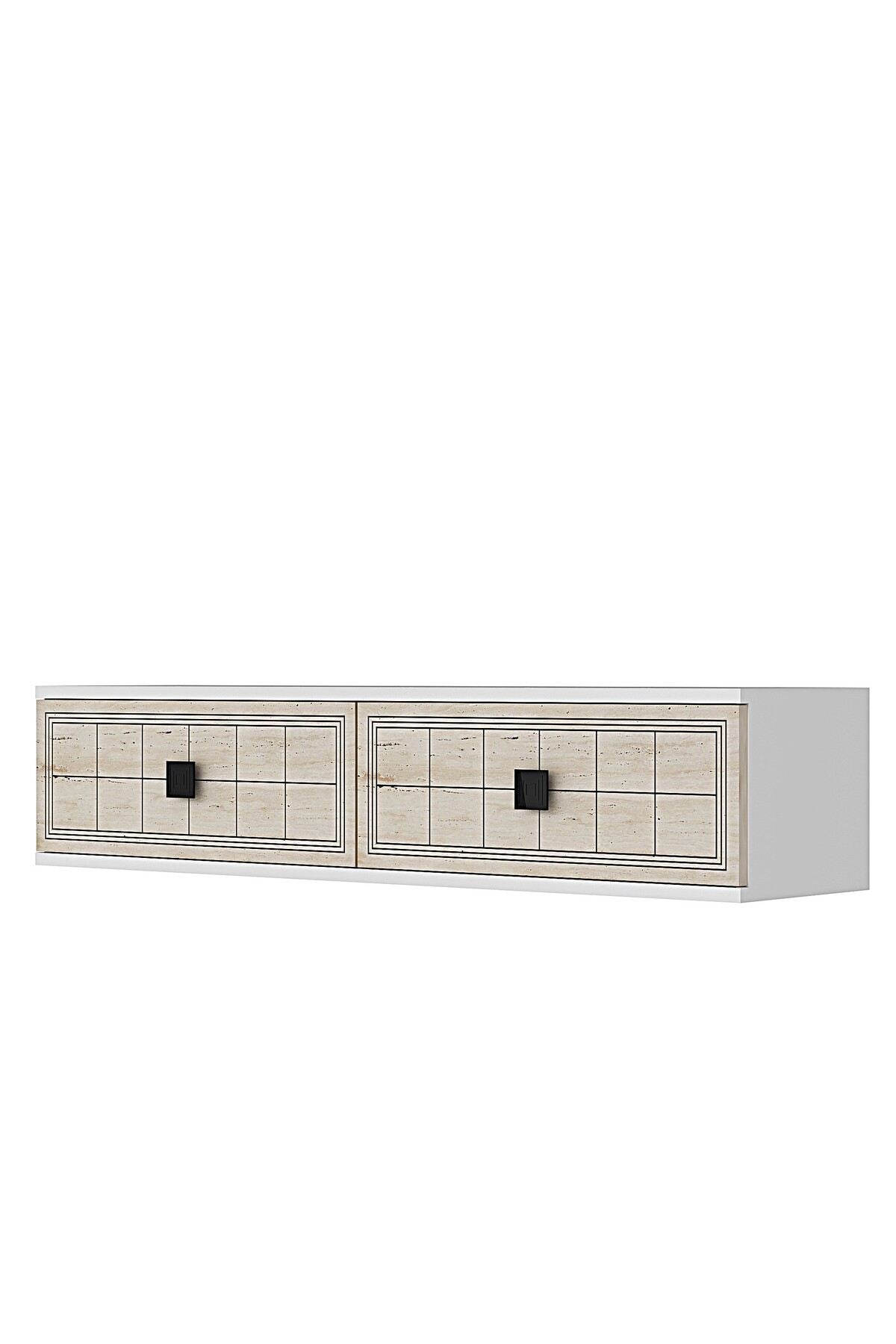 Συρταριέρα 120x25.5x29.6 εκ Λευκό / Travertine 555CHM1616