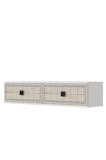 Συρταριέρα 120x25.5x29.6 εκ Λευκό / Travertine 555CHM1616