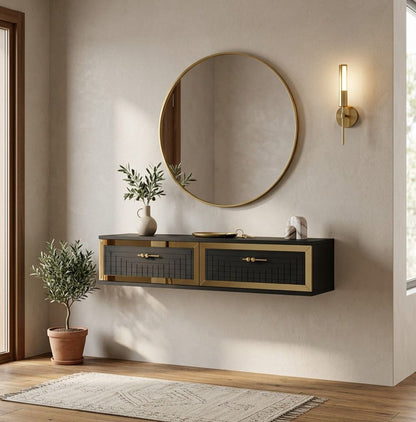 Συρταριέρα 120x25.5x29.6 εκ Ανθρακί / Χρυσό 555CHM1618