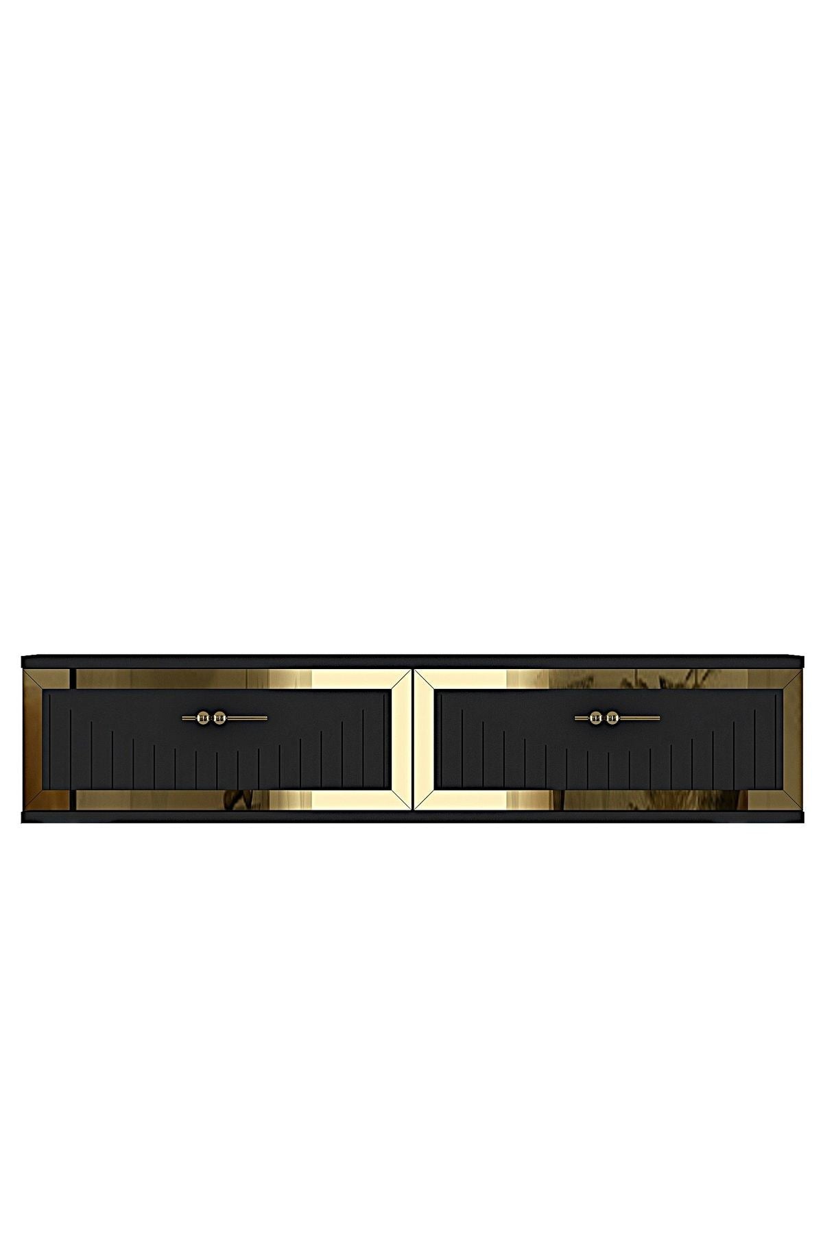 Συρταριέρα 120x25.5x29.6 εκ Ανθρακί / Χρυσό 555CHM1618