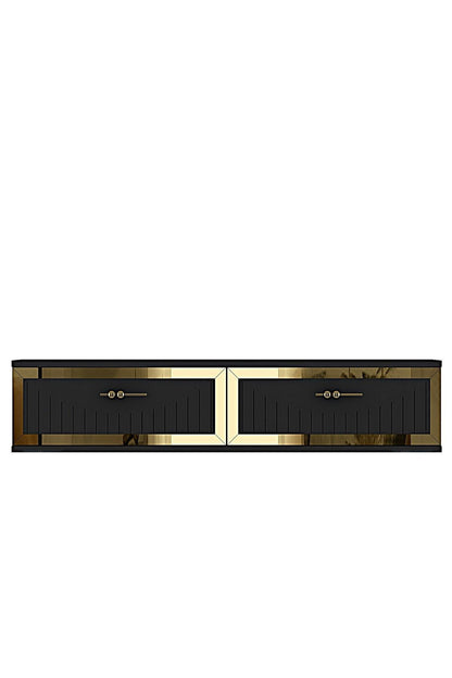 Συρταριέρα 120x25.5x29.6 εκ Ανθρακί / Χρυσό 555CHM1618