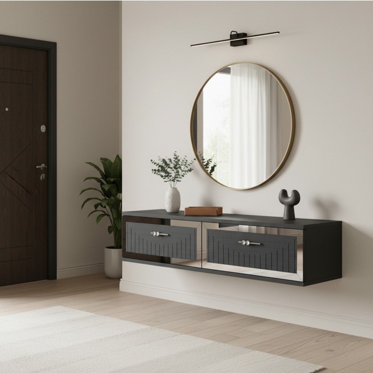 Συρταριέρα 120x25.5x29.6 εκ Ανθρακί / Ασημί 555CHM1619