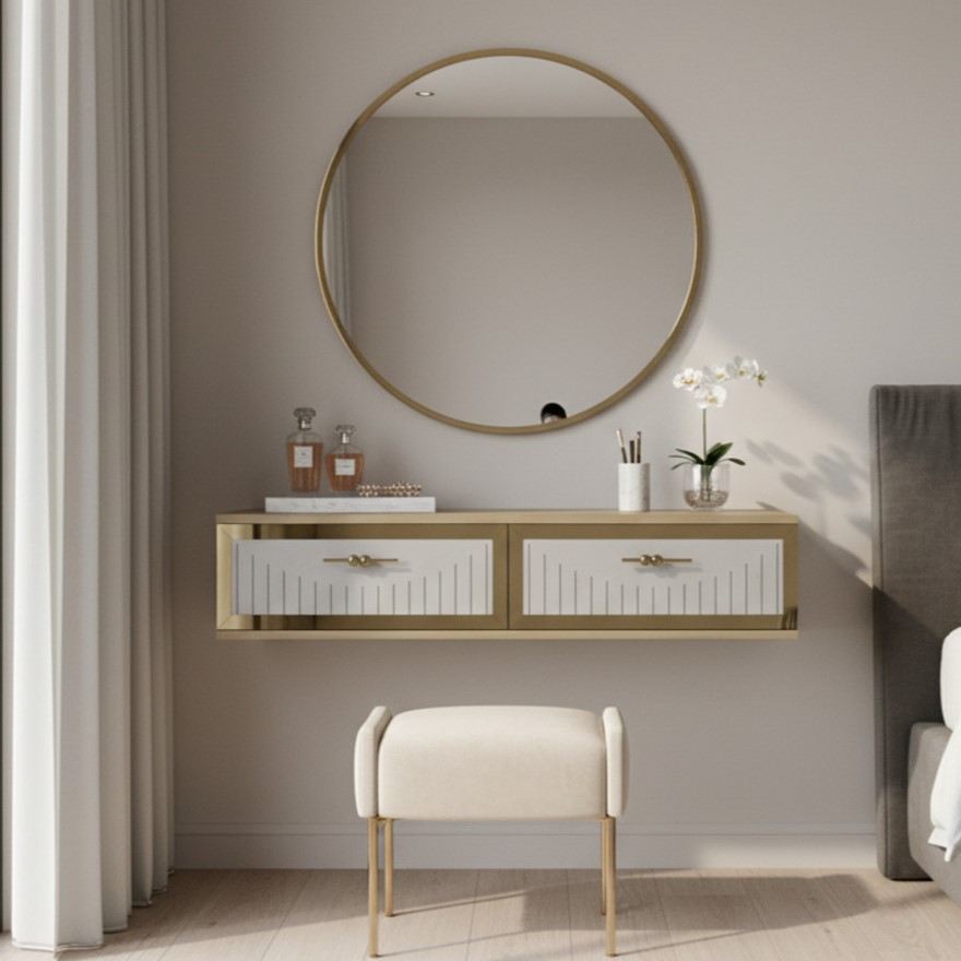 Συρταριέρα 120x25.5x29.6 εκ Δρυς Sapphire / Λευκό / Χρυσό 555CHM1622