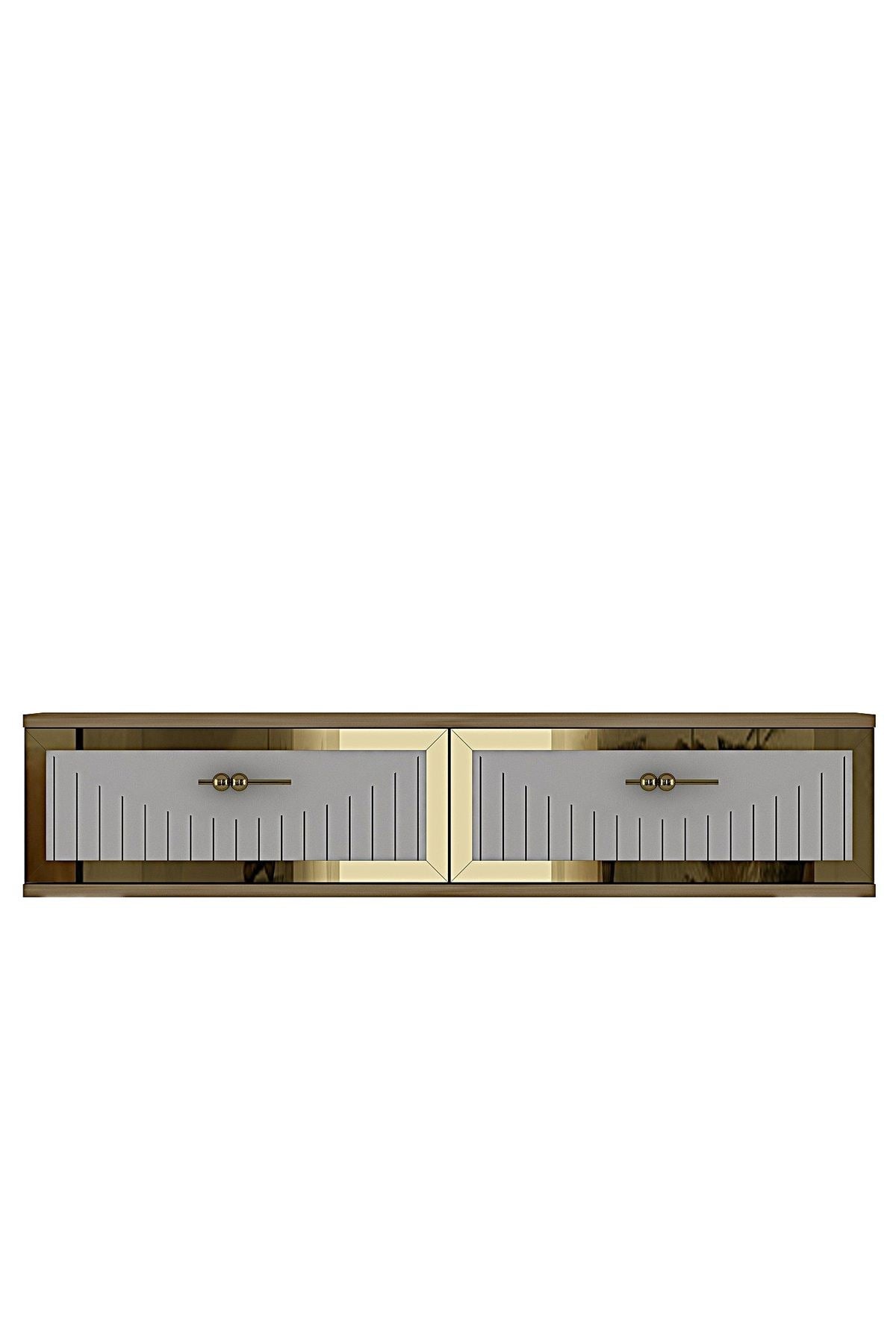 Συρταριέρα 120x25.5x29.6 εκ Δρυς Sapphire / Λευκό / Χρυσό 555CHM1622