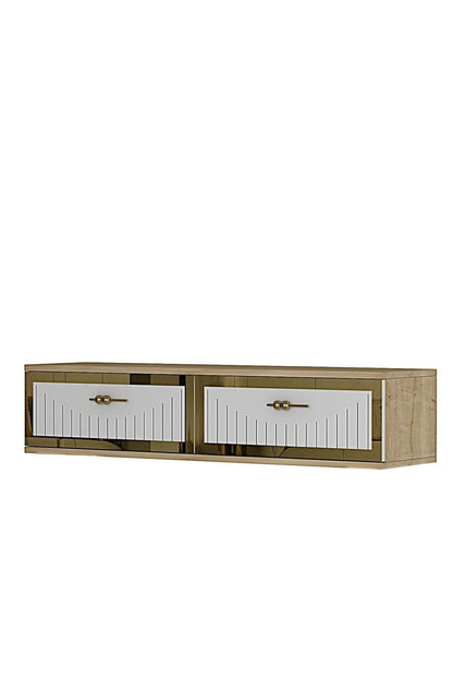 Συρταριέρα 120x25.5x29.6 εκ Δρυς Sapphire / Λευκό / Χρυσό 555CHM1622