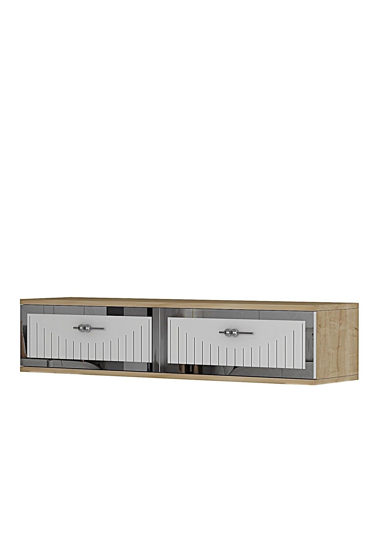 Συρταριέρα 120x25.5x29.6 εκ Δρυς Sapphire / Λευκό / Ασημί 555CHM1623