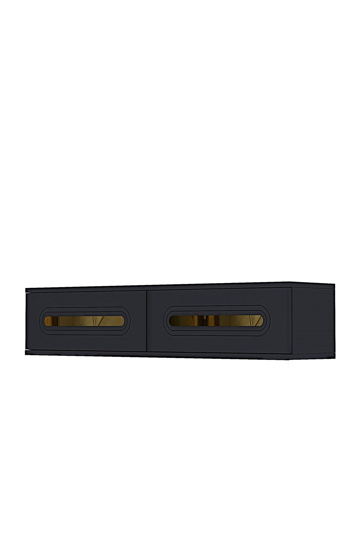Συρταριέρα 120x25.5x29.6 εκ Ανθρακί / Χρυσό 555CHM1624