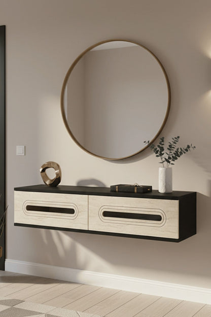 Συρταριέρα 120x25.5x29.6 εκ Ανθρακί / Travertine / Ασημί 555CHM1627