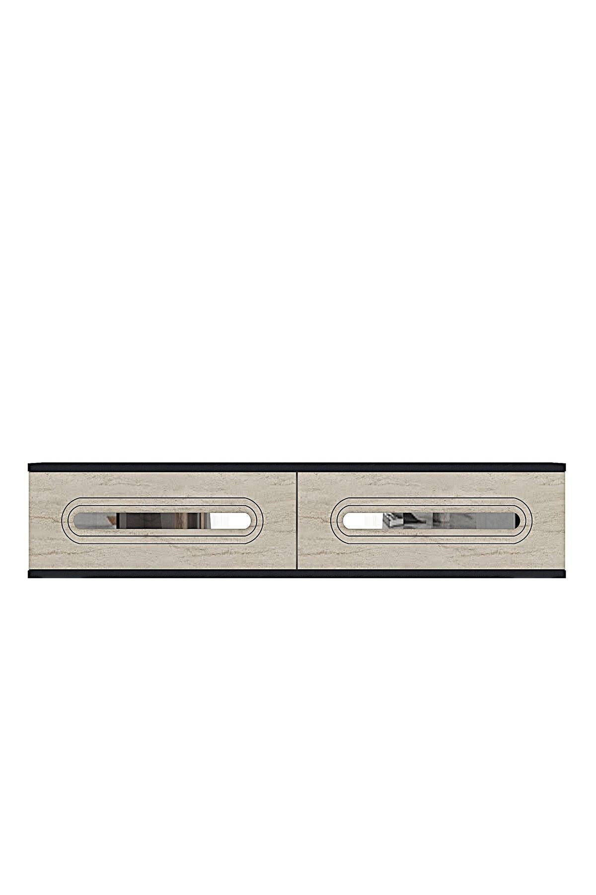 Συρταριέρα 120x25.5x29.6 εκ Ανθρακί / Travertine / Ασημί 555CHM1627