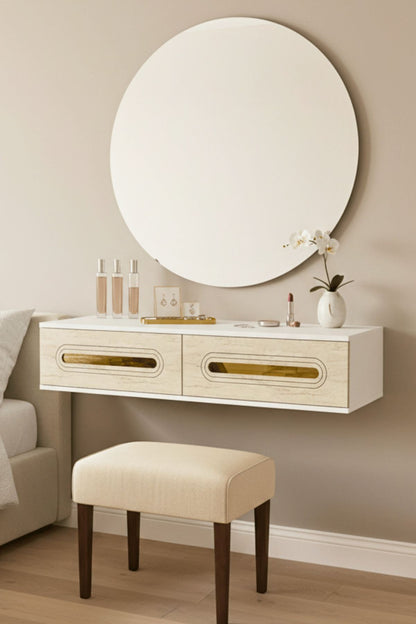Συρταριέρα 120x25.5x29.6 εκ Λευκό / Travertine / Χρυσό 555CHM1630