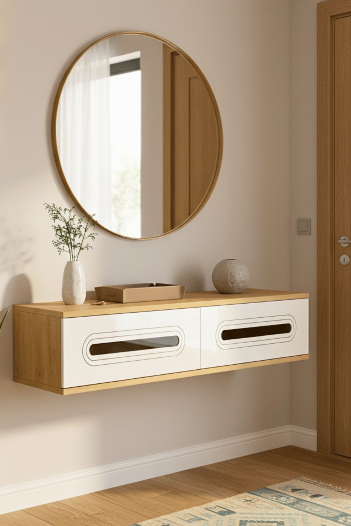 Συρταριέρα 120x25.5x29.6 εκ Δρυς Sapphire / Λευκό / Χρυσό 555CHM1632
