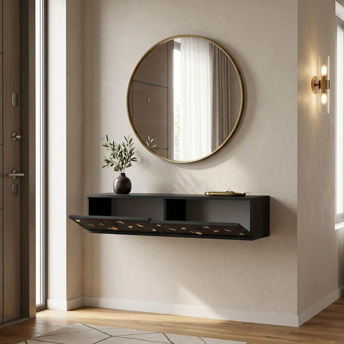 Συρταριέρα 120x25.5x29.6 εκ Ανθρακί / Χρυσό 555CHM1634