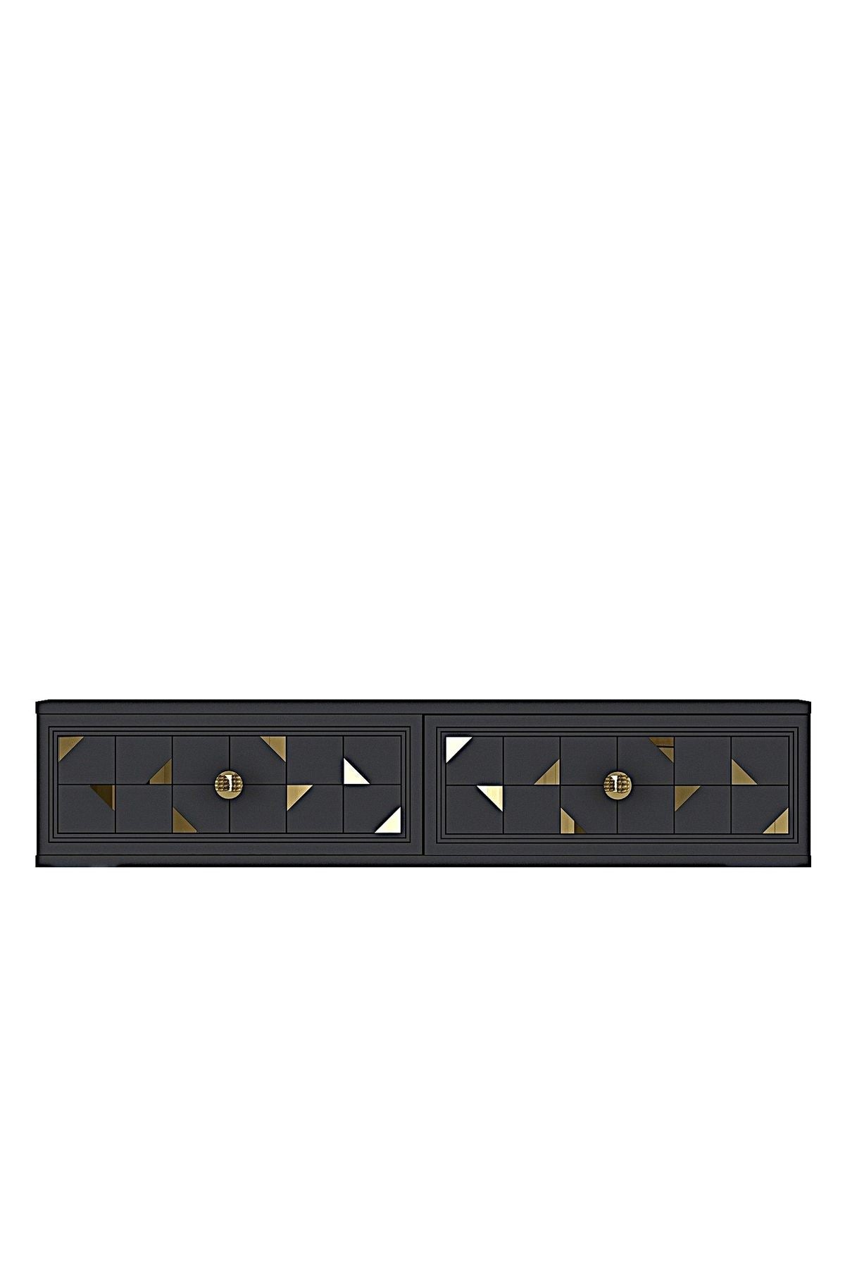 Συρταριέρα 120x25.5x29.6 εκ Ανθρακί / Χρυσό 555CHM1634