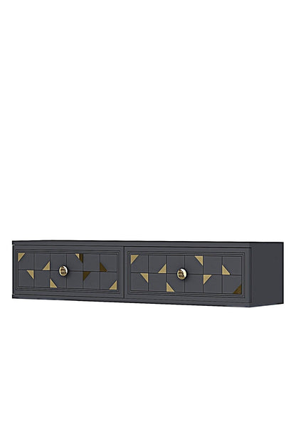 Συρταριέρα 120x25.5x29.6 εκ Ανθρακί / Χρυσό 555CHM1634