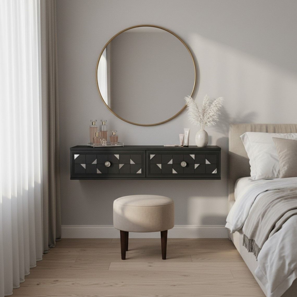 Συρταριέρα 120x25.5x29.6 εκ Ανθρακί / Ασημί 555CHM1635