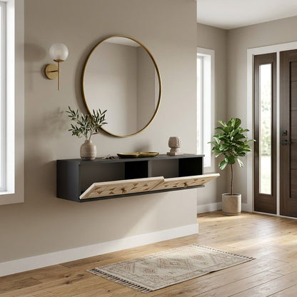 Συρταριέρα 120x25.5x29.6 εκ Ανθρακί / Travertine / Χρυσό 555CHM1636