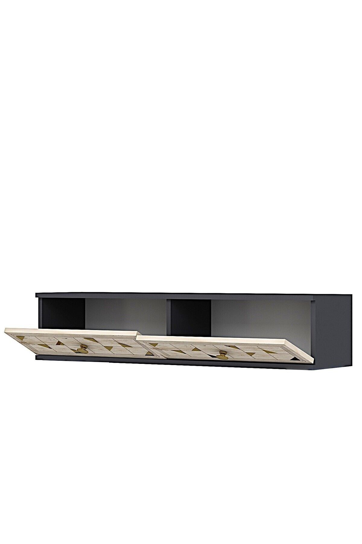 Συρταριέρα 120x25.5x29.6 εκ Ανθρακί / Travertine / Χρυσό 555CHM1636