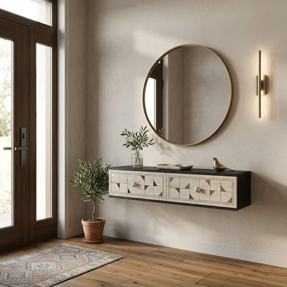 Συρταριέρα 120x25.5x29.6 εκ Ανθρακί / Travertine / Ασημί 555CHM1637