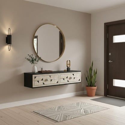 Συρταριέρα 120x25.5x29.6 εκ Ανθρακί / Travertine / Ασημί 555CHM1637