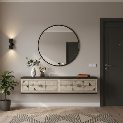 Συρταριέρα 120x25.5x29.6 εκ Ανθρακί / Travertine / Ασημί 555CHM1637