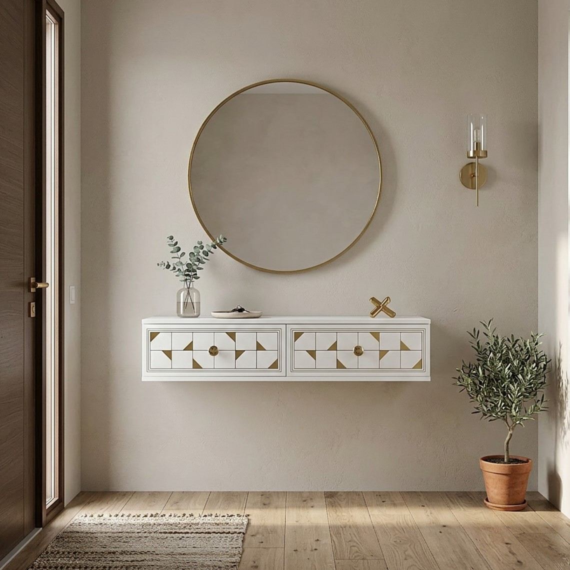 Συρταριέρα 120x25.5x29.6 εκ Λευκό / Χρυσό 555CHM1638