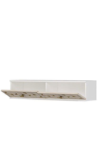 Συρταριέρα 120x25.5x29.6 εκ Λευκό / Travertine / Χρυσό 555CHM1640